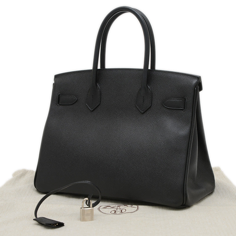 バーキン30 エプソン ブラック シルバー金具 T刻印 ハンドバッグ