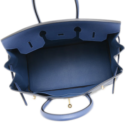 バーキン35 エプソン ブルーブライトン ゴールド金具 D刻印 ハンドバッグ