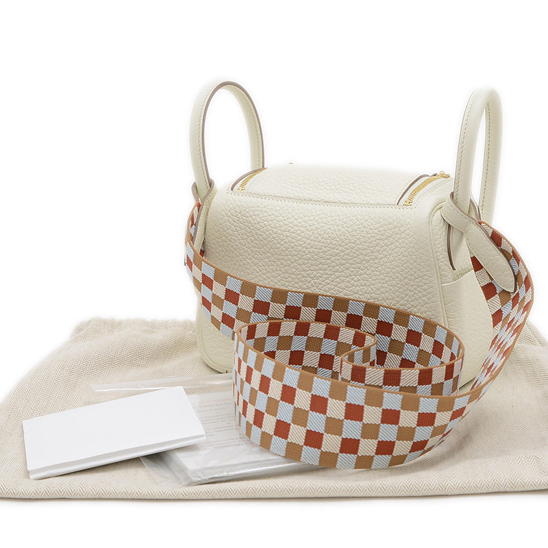 リンディ ミニ トリヨン サングル マキシ カドリーユ マッシュルーム/ナタ U刻印 ショルダーバッグ