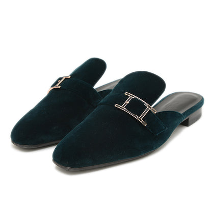 ミュール ビューティー ヴェロワ グリーン レディース 39サイズ パンプス