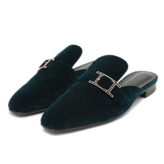 ミュール ビューティー ヴェロワ グリーン レディース 39サイズ パンプス