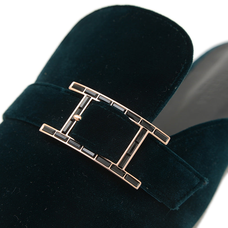 ミュール ビューティー ヴェロワ グリーン レディース 39サイズ パンプス