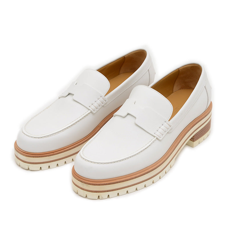 モカシン アイビー レザー ホワイト 39サイズ ローファー