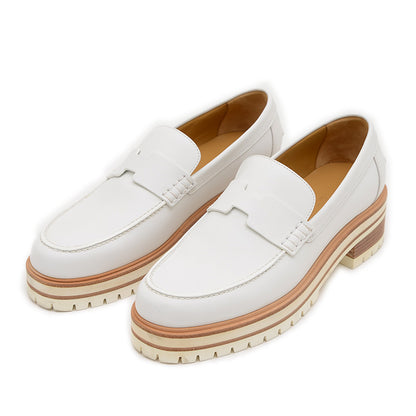 モカシン アイビー レザー ホワイト 39サイズ ローファー