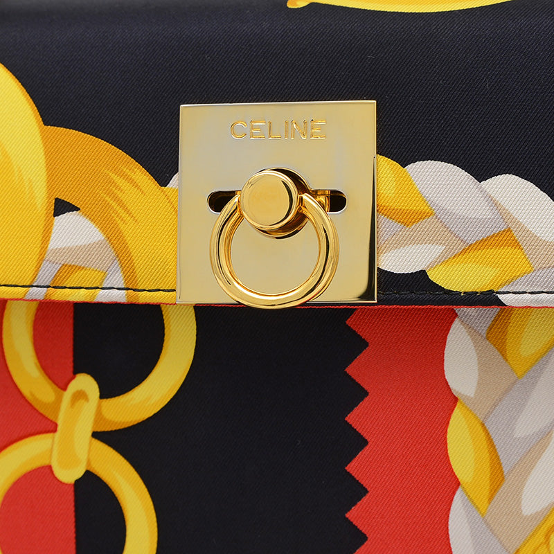 ヴィンテージ 2WAYバッグ スカーフ柄 レッド/ブラック ハンドバッグ