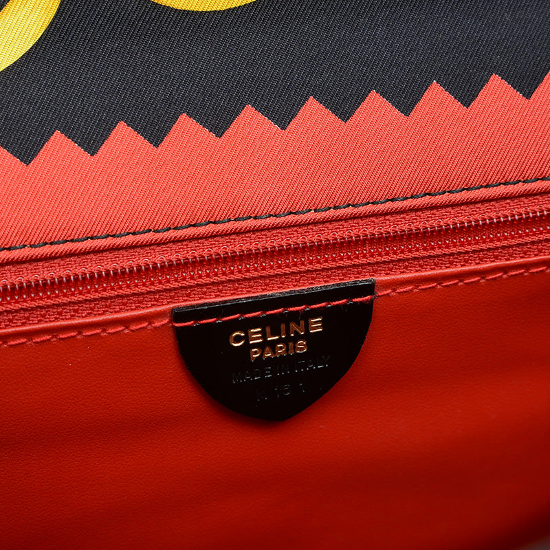 ヴィンテージ 2WAYバッグ スカーフ柄 レッド/ブラック ハンドバッグ