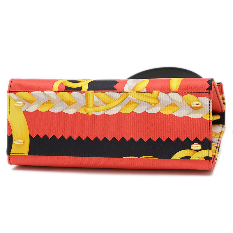 ヴィンテージ 2WAYバッグ スカーフ柄 レッド/ブラック ハンドバッグ