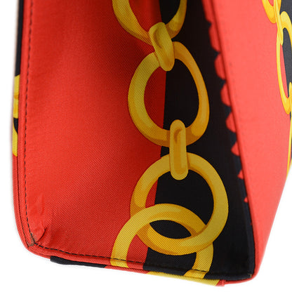 ヴィンテージ 2WAYバッグ スカーフ柄 レッド/ブラック ハンドバッグ