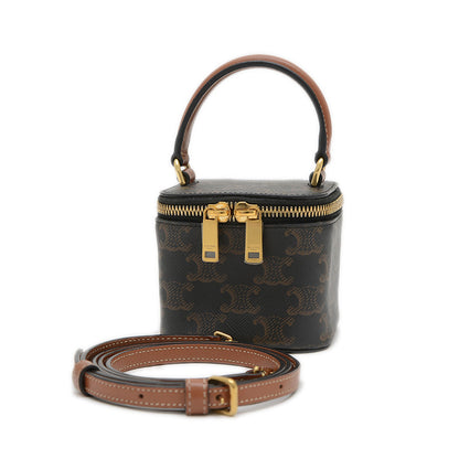 トリオンフ ミニ 2WAYポーチ タン/ブラック 10J762CZ1 バニティバッグ