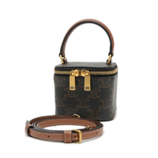 トリオンフ ミニ 2WAYポーチ タン/ブラック 10J762CZ1 バニティバッグ