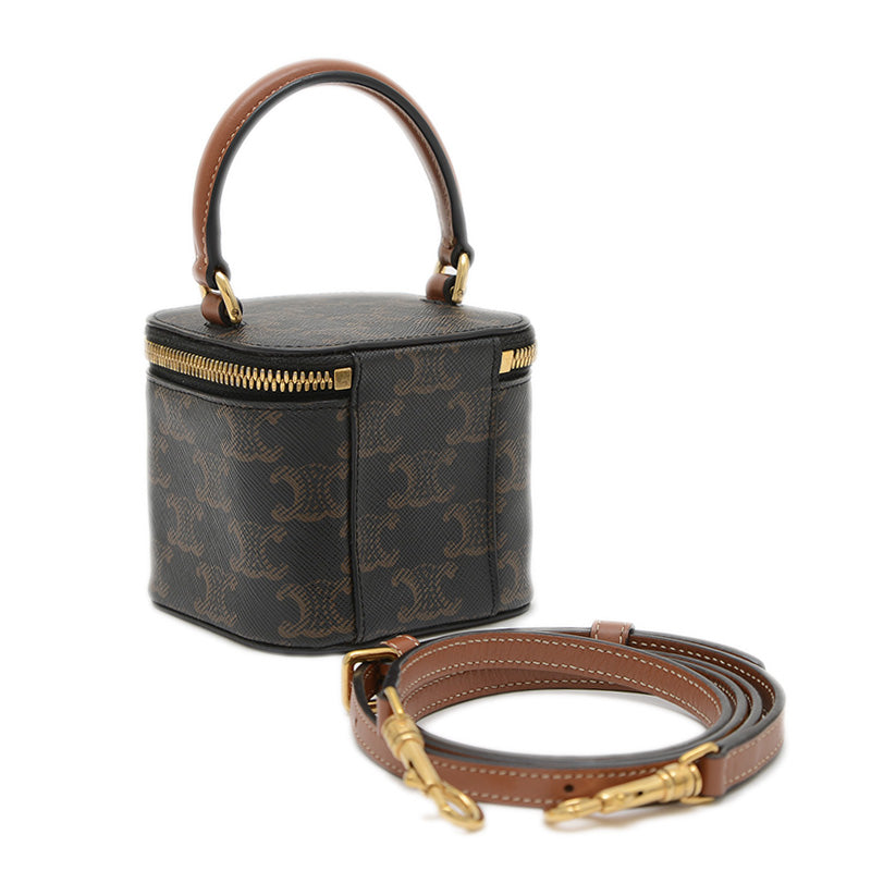 トリオンフ ミニ 2WAYポーチ タン/ブラック 10J762CZ1 バニティバッグ