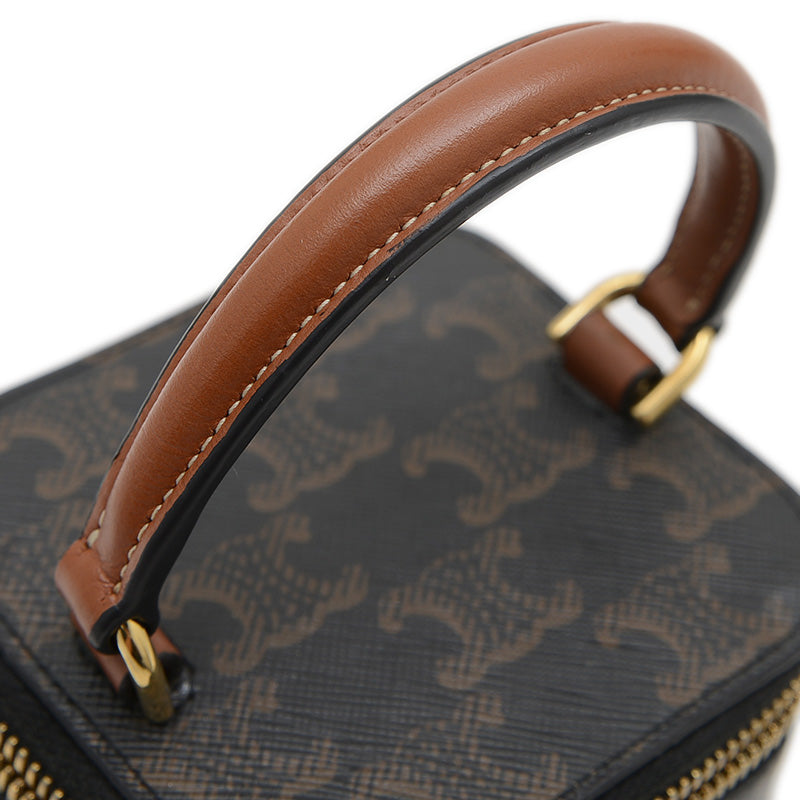 トリオンフ ミニ 2WAYポーチ タン/ブラック 10J762CZ1 バニティバッグ