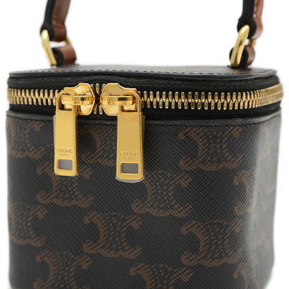 トリオンフ ミニ 2WAYポーチ タン/ブラック 10J762CZ1 バニティバッグ