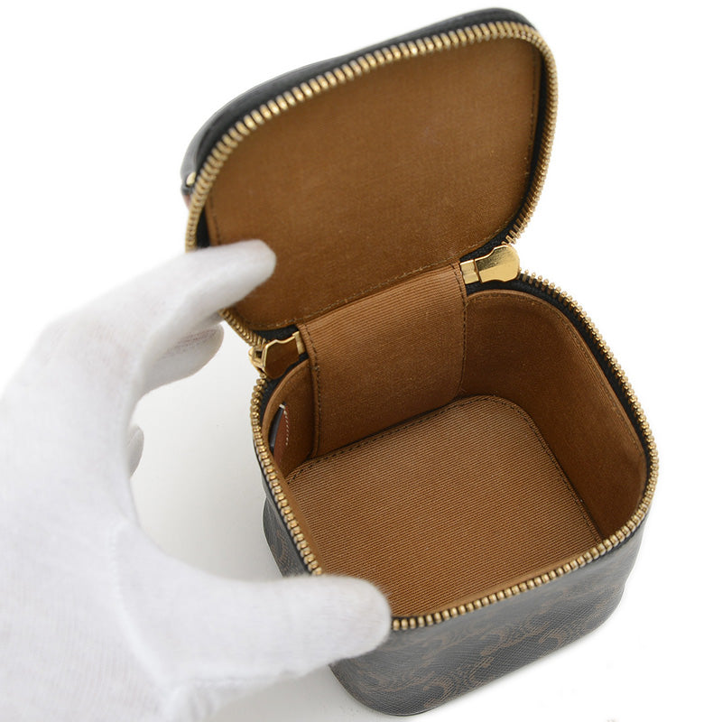 トリオンフ ミニ 2WAYポーチ タン/ブラック 10J762CZ1 バニティバッグ