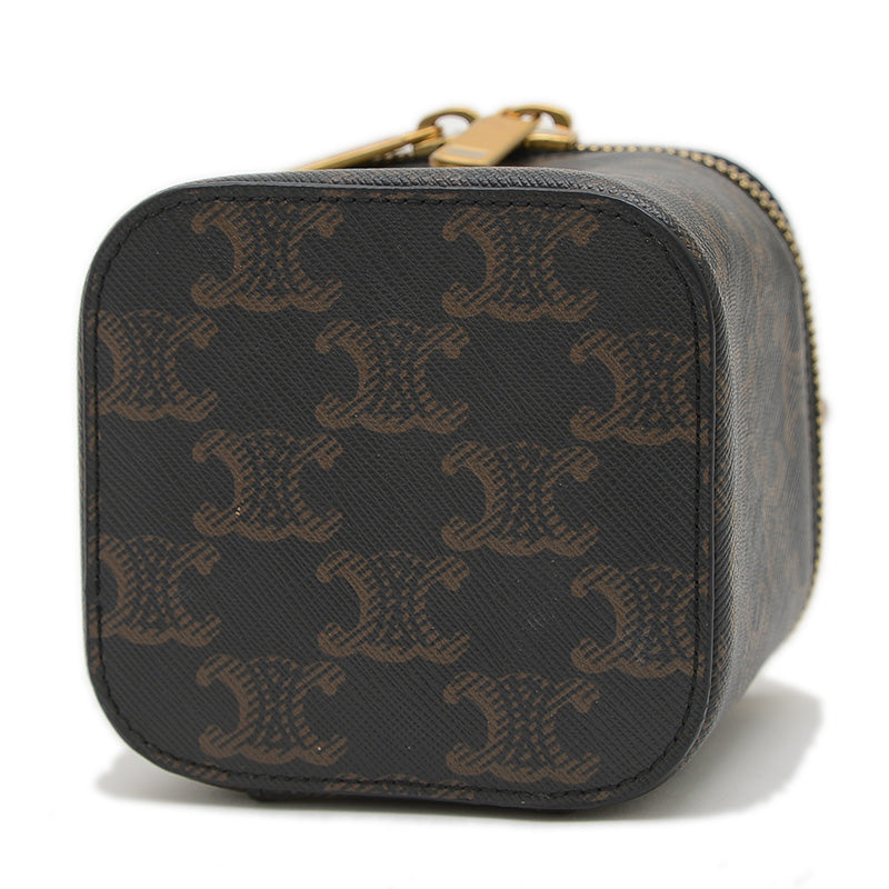 トリオンフ ミニ 2WAYポーチ タン/ブラック 10J762CZ1 バニティバッグ