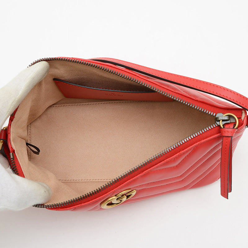 GGマーモント ワンショルダーバッグ レザー レッド 739166 ショルダーバッグ