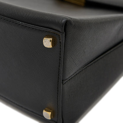 ガンチーニ 2WAY ショルダーバッグ ブラック レザー ゴールド金具 ハンドバッグ