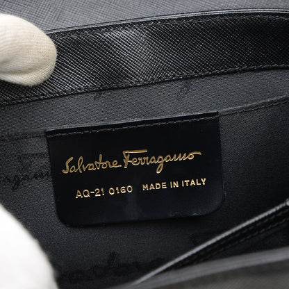 ガンチーニ 2WAY ショルダーバッグ ブラック レザー ゴールド金具 ハンドバッグ