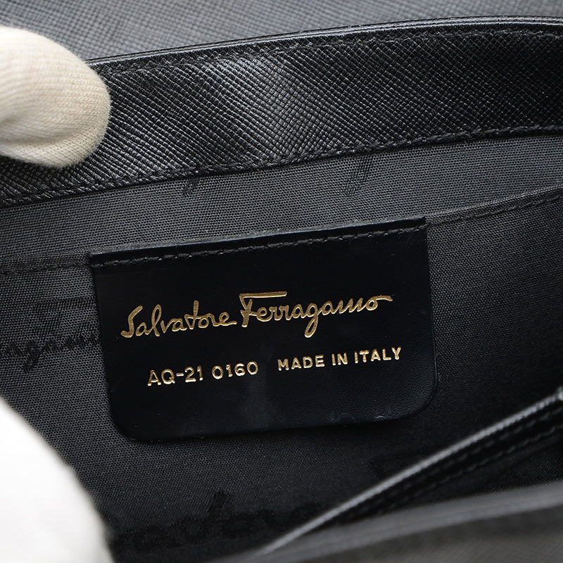 ガンチーニ 2WAY ショルダーバッグ ブラック レザー ゴールド金具 ハンドバッグ