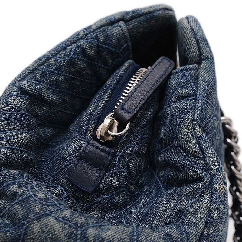 カメリア チェーンバッグ デニム ブルー シルバー金具 A66903 ショルダーバッグ