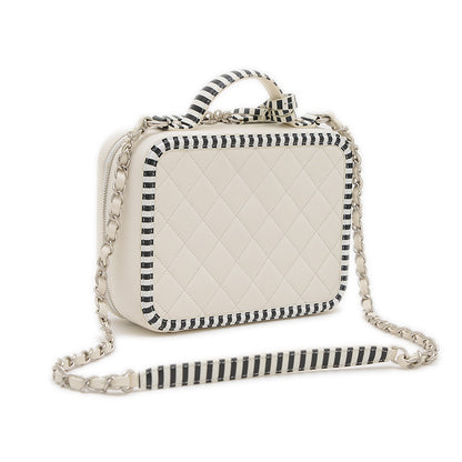 CCフィリグリー バニティ 2WAYバッグ キャビアスキン ホワイト/ブラック A93343 ショルダーバッグ