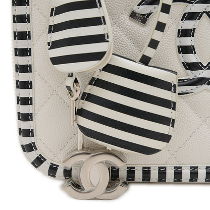 CCフィリグリー バニティ 2WAYバッグ キャビアスキン ホワイト/ブラック A93343 ショルダーバッグ