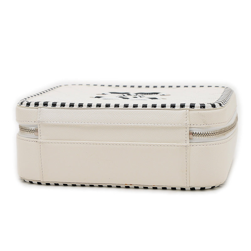 CCフィリグリー バニティ 2WAYバッグ キャビアスキン ホワイト/ブラック A93343 ショルダーバッグ