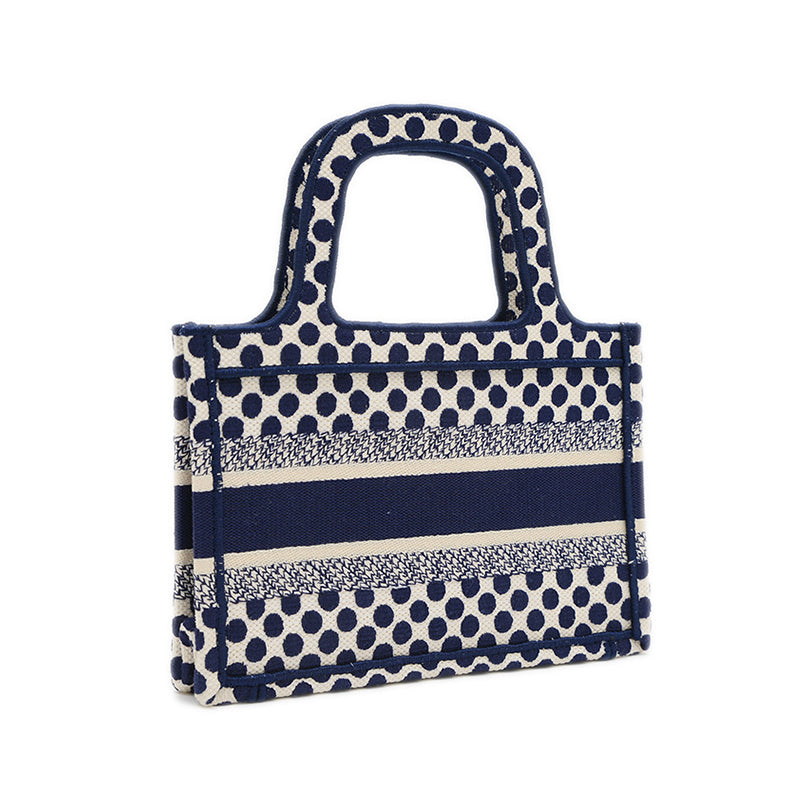 ブックトート ミニ ドット柄 キャンバス ネイビー/ホワイト S5475ZBBI トートバッグ