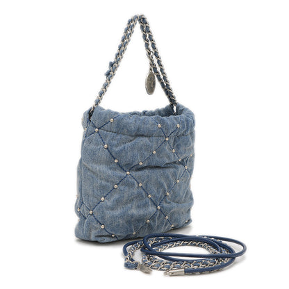 シャネル22 ミニ スタッズ チェーンショルダー デニムキャンバス ブルー AS3980 ショルダーバッグ