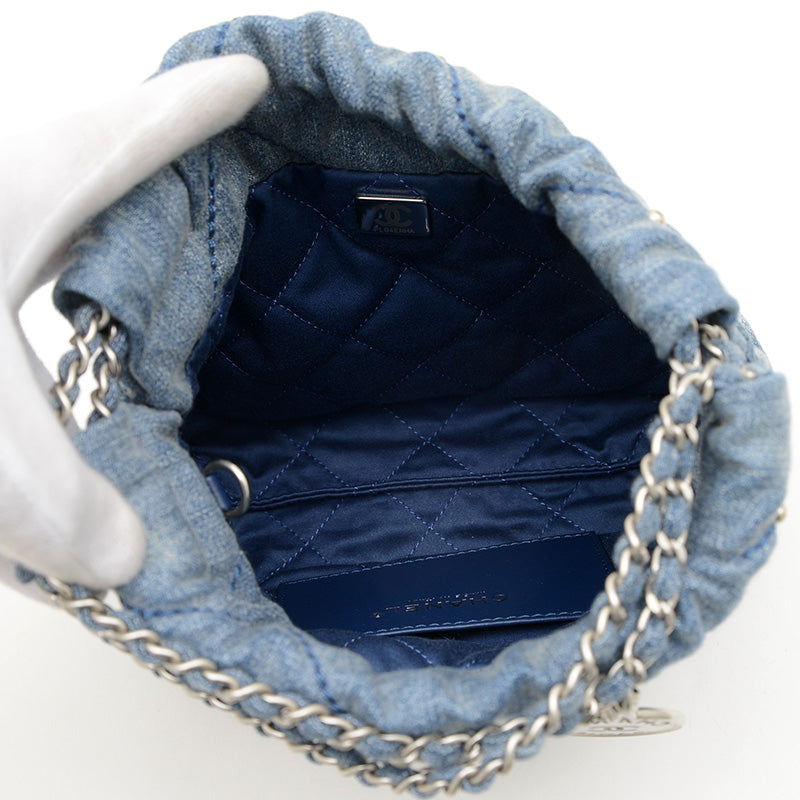 シャネル22 ミニ スタッズ チェーンショルダー デニムキャンバス ブルー AS3980 ショルダーバッグ
