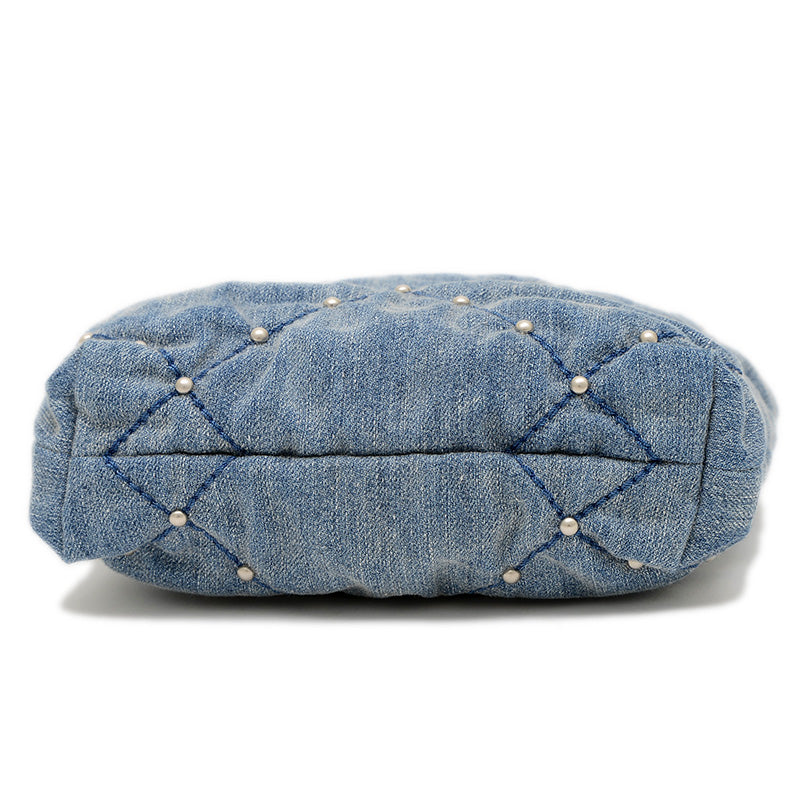 シャネル22 ミニ スタッズ チェーンショルダー デニムキャンバス ブルー AS3980 ショルダーバッグ