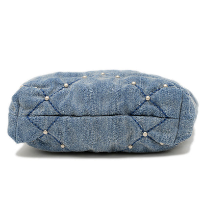 シャネル22 ミニ スタッズ チェーンショルダー デニムキャンバス ブルー AS3980 ショルダーバッグ