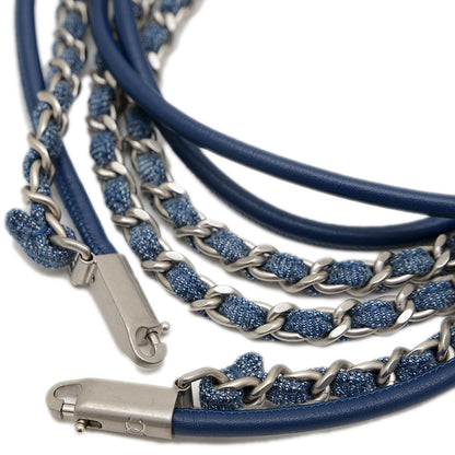 シャネル22 ミニ スタッズ チェーンショルダー デニムキャンバス ブルー AS3980 ショルダーバッグ