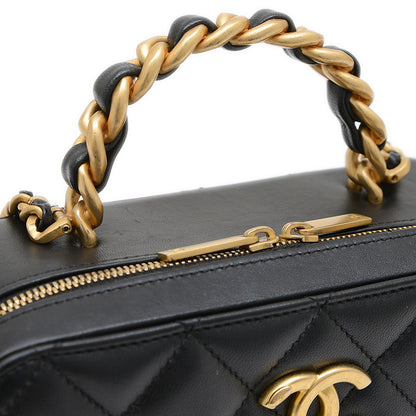 マトラッセ バニティ チェーンショルダー ラムスキン ブラック ゴールド金具 AS3319 ショルダーバッグ