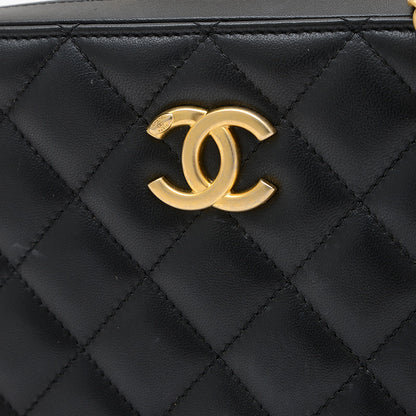 マトラッセ バニティ チェーンショルダー ラムスキン ブラック ゴールド金具 AS3319 ショルダーバッグ