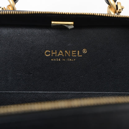 マトラッセ バニティ チェーンショルダー ラムスキン ブラック ゴールド金具 AS3319 ショルダーバッグ