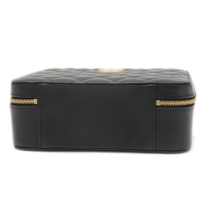 マトラッセ バニティ チェーンショルダー ラムスキン ブラック ゴールド金具 AS3319 ショルダーバッグ