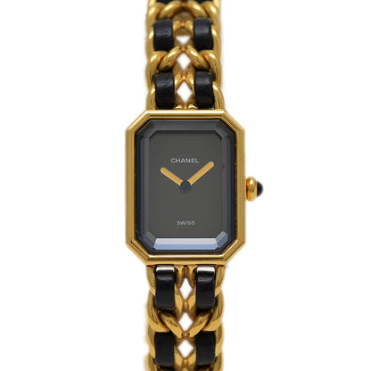 プルミエール レディース 黒文字盤 GP クォーツ H0001 Mサイズ 腕時計