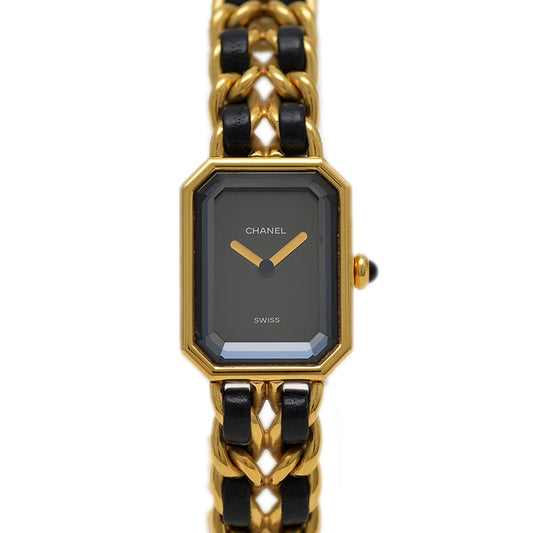 プルミエール レディース 黒文字盤 GP クォーツ H0001 Mサイズ 腕時計