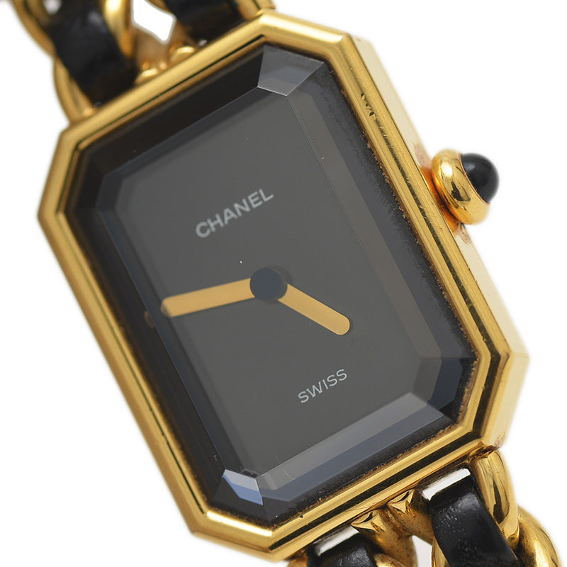 プルミエール レディース 黒文字盤 GP クォーツ H0001 Mサイズ 腕時計