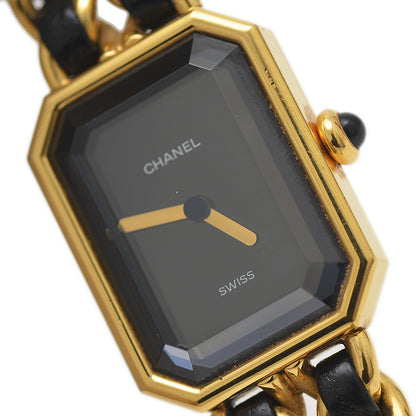 プルミエール レディース 黒文字盤 GP クォーツ H0001 Mサイズ 腕時計