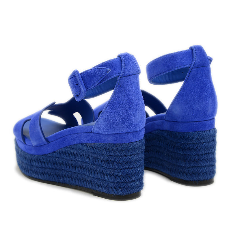 エルダ ウェッジソール サンダル スエード エスパドリーユ ブルー #35 サンダル