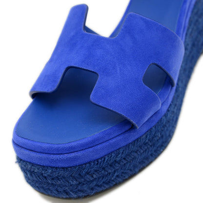 エルダ ウェッジソール サンダル スエード エスパドリーユ ブルー #35 サンダル