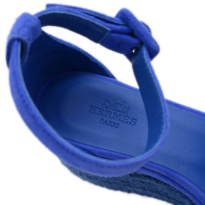 エルダ ウェッジソール サンダル スエード エスパドリーユ ブルー #35 サンダル