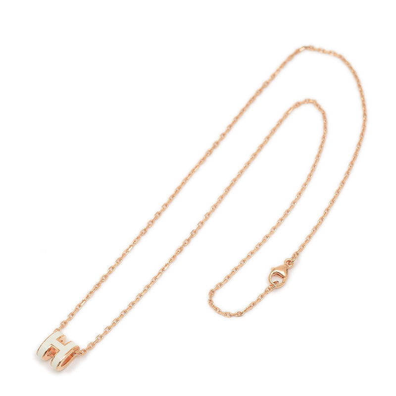 ポップアッシュ H ミニ ネックレス ホワイト/ローズゴールド ネックレス