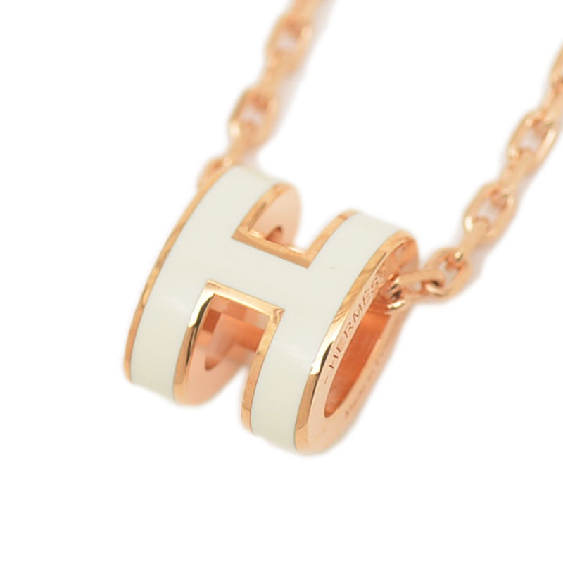 ポップアッシュ H ミニ ネックレス ホワイト/ローズゴールド ネックレス