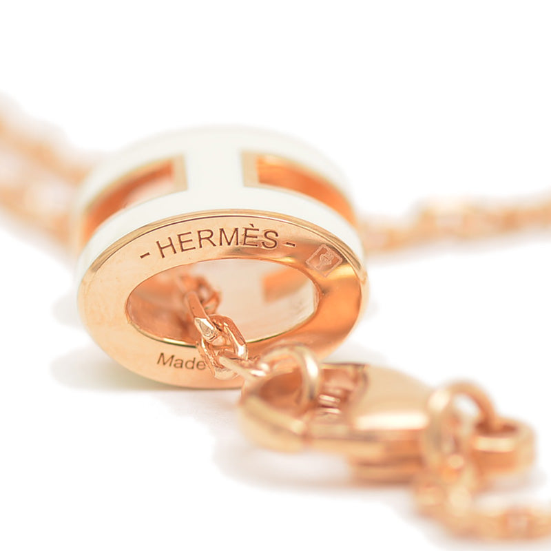 ポップアッシュ H ミニ ネックレス ホワイト/ローズゴールド ネックレス