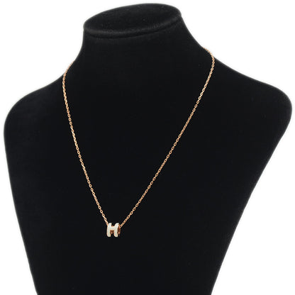 ポップアッシュ H ミニ ネックレス ホワイト/ローズゴールド ネックレス