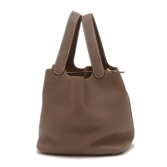 ピコタンロック MM 22 トリヨン エトゥープ ゴールド金具 C刻印 ハンドバッグ