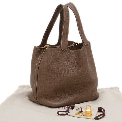 ピコタンロック MM 22 トリヨン エトゥープ ゴールド金具 C刻印 ハンドバッグ